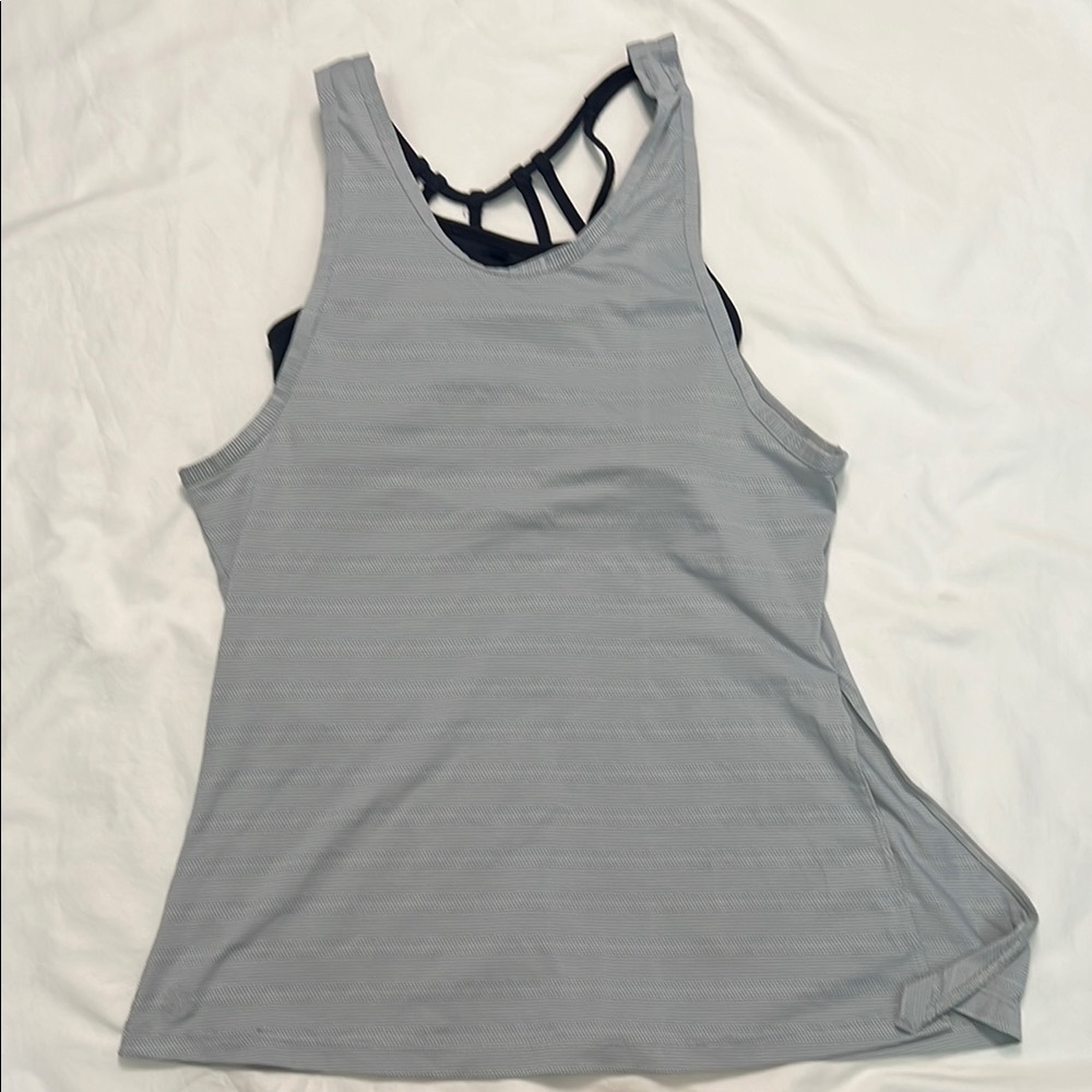 Athleta Sheer Max Out Tank Top w/Bra Size XS Gray